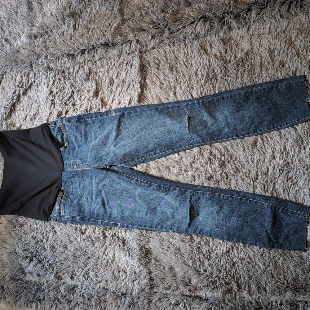 Maternity Good American Dark Blue Ankle Jeans. - Picture 2 of 5